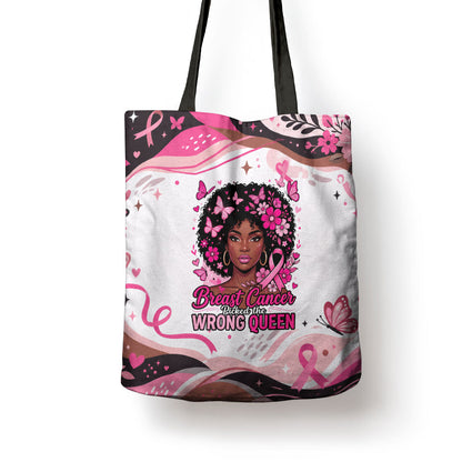 African American Breast Cancer Awareness Queen Tote Bag Pink Ribbon Floral Butterfly Boxing Gloves Warrior Art