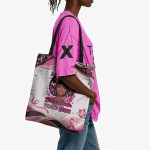 African American Breast Cancer Awareness Queen Tote Bag Pink Ribbon Floral Butterfly Boxing Gloves Warrior Art