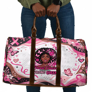 African American Breast Cancer Awareness Queen Travel Bag Pink Ribbon Floral Butterfly Boxing Gloves Warrior Art