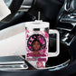 African American Breast Cancer Awareness Queen Tumbler With Handle Pink Ribbon Floral Butterfly Boxing Gloves Warrior Art