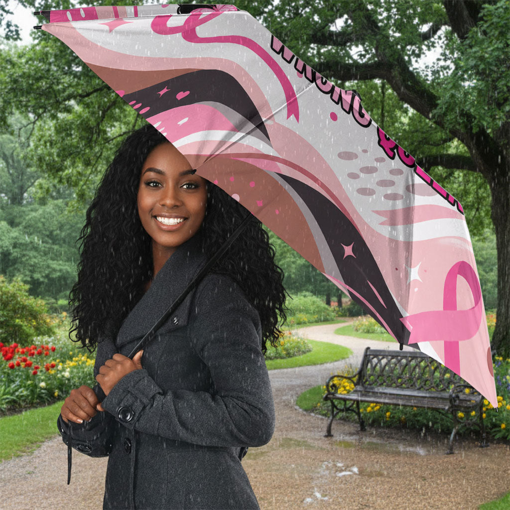 African American Breast Cancer Awareness Queen Umbrella Pink Ribbon Floral Butterfly Boxing Gloves Warrior Art