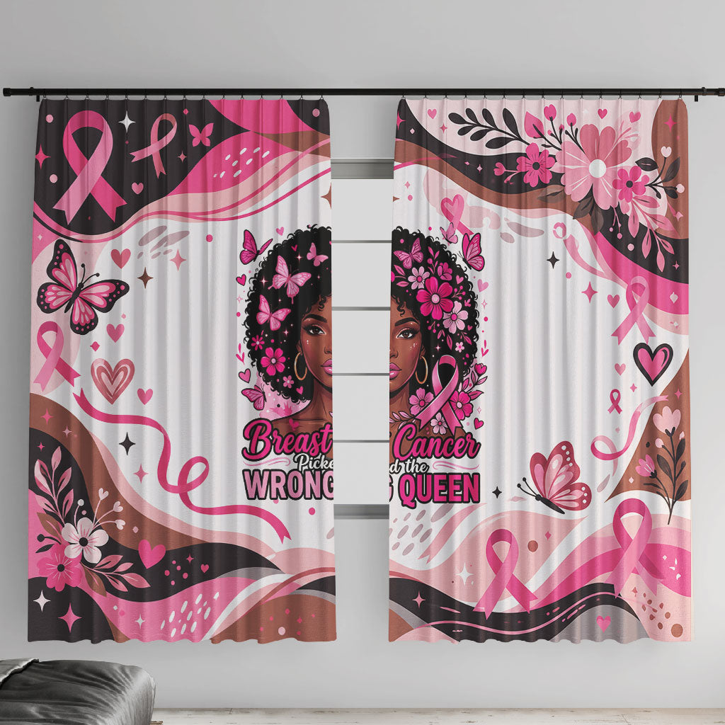 African American Breast Cancer Awareness Queen Window Curtain Pink Ribbon Floral Butterfly Boxing Gloves Warrior Art