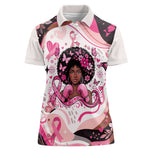 African American Breast Cancer Awareness Queen Women Polo Shirt Pink Ribbon Floral Butterfly Boxing Gloves Warrior Art