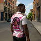 African American Breast Cancer Awareness Queen Zipper Polo Shirt Pink Ribbon Floral Butterfly Boxing Gloves Warrior Art