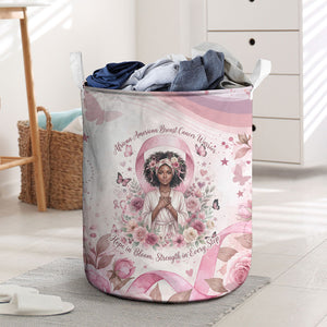 African American Breast Cancer Warrior Black Queen Laundry Basket Floral Pink Ribbon Watercolor Butterfly Hope Art