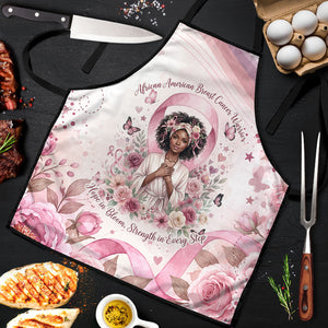 African American Breast Cancer Warrior Black Queen Apron Floral Pink Ribbon Watercolor Butterfly Hope Art