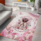 African American Breast Cancer Warrior Black Queen Area Rug Floral Pink Ribbon Watercolor Butterfly Hope Art