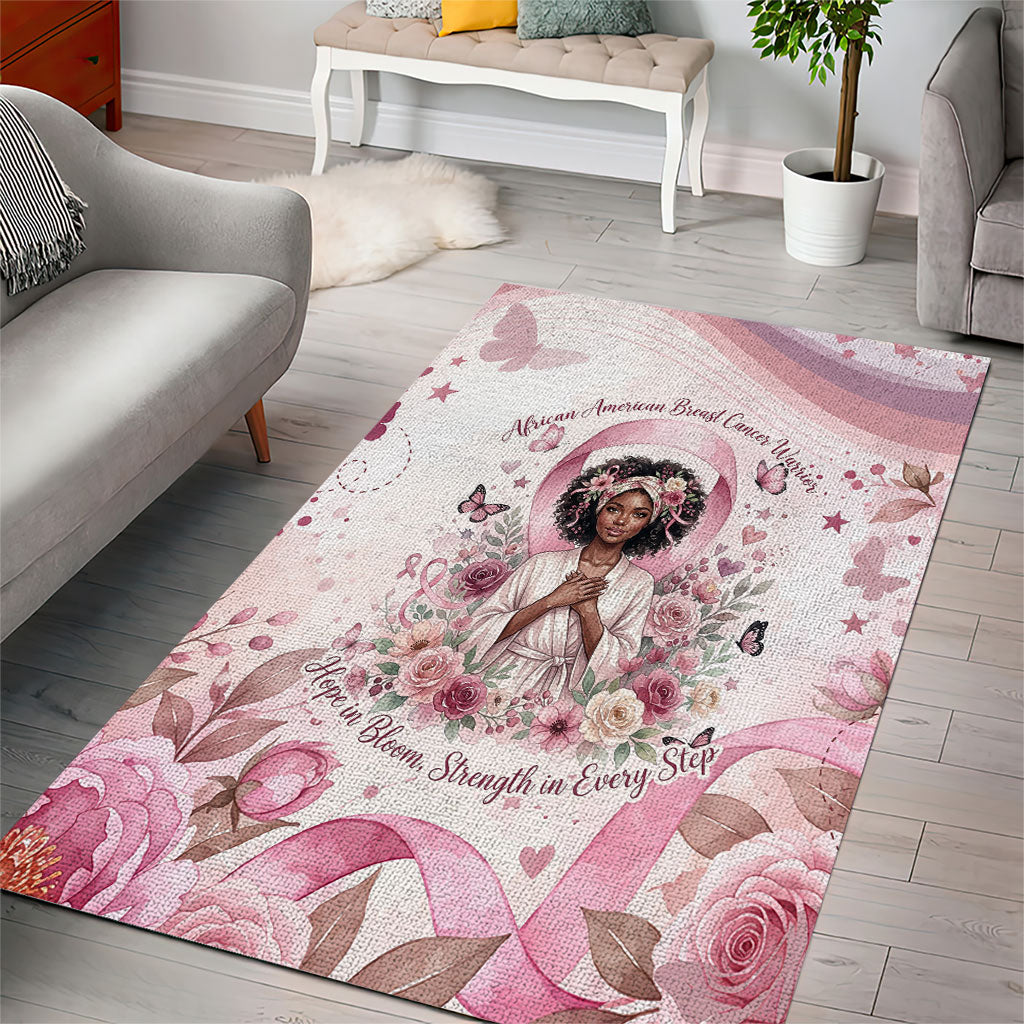 African American Breast Cancer Warrior Black Queen Area Rug Floral Pink Ribbon Watercolor Butterfly Hope Art