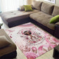 African American Breast Cancer Warrior Black Queen Area Rug Floral Pink Ribbon Watercolor Butterfly Hope Art