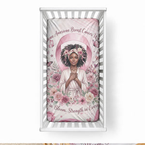 African American Breast Cancer Warrior Black Queen Baby Bed Cover Floral Pink Ribbon Watercolor Butterfly Hope Art