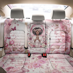 African American Breast Cancer Warrior Black Queen Back Car Seat Cover Floral Pink Ribbon Watercolor Butterfly Hope Art