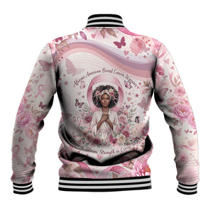 African American Breast Cancer Warrior Black Queen Baseball Jacket Floral Pink Ribbon Watercolor Butterfly Hope Art