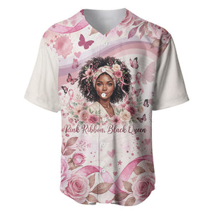 African American Breast Cancer Warrior Black Queen Baseball Jersey Floral Pink Ribbon Watercolor Butterfly Hope Art