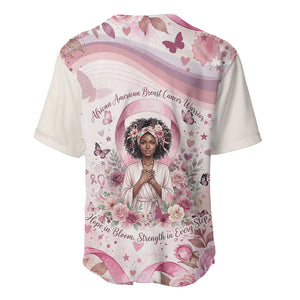 African American Breast Cancer Warrior Black Queen Baseball Jersey Floral Pink Ribbon Watercolor Butterfly Hope Art