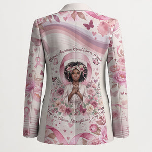 African American Breast Cancer Warrior Black Queen Blazer Floral Pink Ribbon Watercolor Butterfly Hope Art