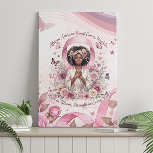 African American Breast Cancer Warrior Black Queen Canvas Wall Art Floral Pink Ribbon Watercolor Butterfly Hope Art