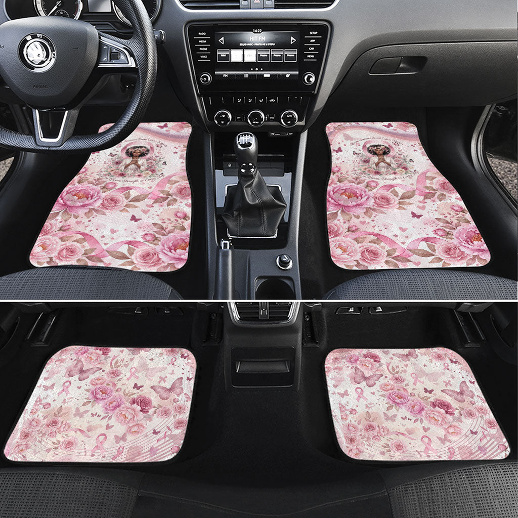 African American Breast Cancer Warrior Black Queen Car Mats Floral Pink Ribbon Watercolor Butterfly Hope Art