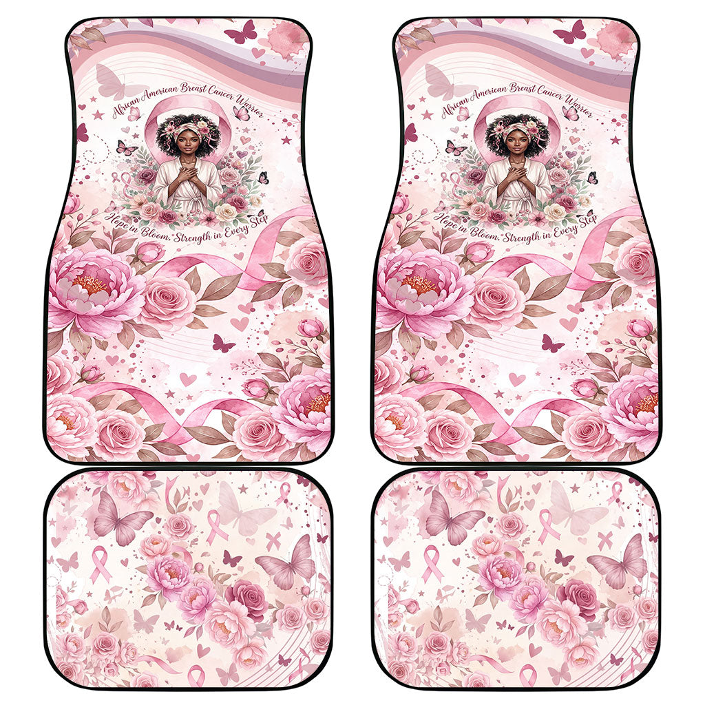 African American Breast Cancer Warrior Black Queen Car Mats Floral Pink Ribbon Watercolor Butterfly Hope Art