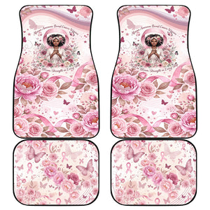 African American Breast Cancer Warrior Black Queen Car Mats Floral Pink Ribbon Watercolor Butterfly Hope Art