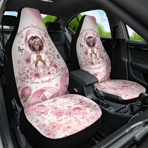 African American Breast Cancer Warrior Black Queen Car Seat Cover Floral Pink Ribbon Watercolor Butterfly Hope Art