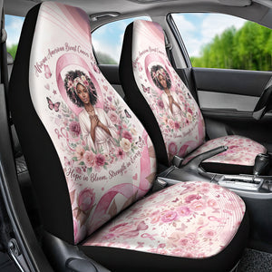 African American Breast Cancer Warrior Black Queen Car Seat Cover Floral Pink Ribbon Watercolor Butterfly Hope Art