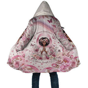 African American Breast Cancer Warrior Black Queen Cloak Floral Pink Ribbon Watercolor Butterfly Hope Art