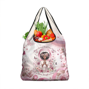 African American Breast Cancer Warrior Black Queen Grocery Bag Floral Pink Ribbon Watercolor Butterfly Hope Art