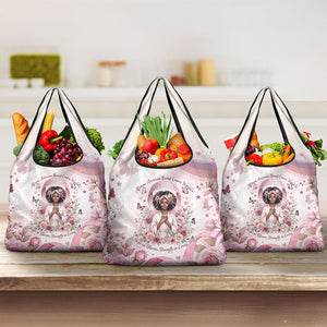 African American Breast Cancer Warrior Black Queen Grocery Bag Floral Pink Ribbon Watercolor Butterfly Hope Art