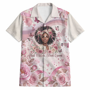 African American Breast Cancer Warrior Black Queen Hawaiian Shirt Floral Pink Ribbon Watercolor Butterfly Hope Art