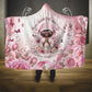 African American Breast Cancer Warrior Black Queen Hooded Blanket Floral Pink Ribbon Watercolor Butterfly Hope Art