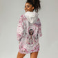 African American Breast Cancer Warrior Black Queen Hoodie Dress Floral Pink Ribbon Watercolor Butterfly Hope Art