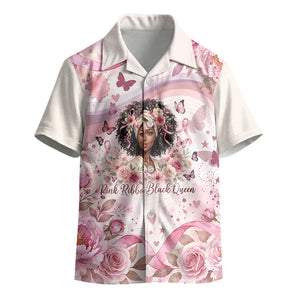 African American Breast Cancer Warrior Black Queen Kid Hawaiian Shirt Floral Pink Ribbon Watercolor Butterfly Hope Art