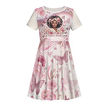 African American Breast Cancer Warrior Black Queen Kid Short Sleeve Dress Floral Pink Ribbon Watercolor Butterfly Hope Art