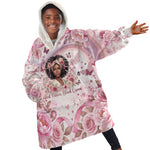 African American Breast Cancer Warrior Black Queen Kid Wearable Blanket Hoodie Floral Pink Ribbon Watercolor Butterfly Hope Art