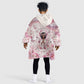 African American Breast Cancer Warrior Black Queen Kid Wearable Blanket Hoodie Floral Pink Ribbon Watercolor Butterfly Hope Art