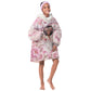 African American Breast Cancer Warrior Black Queen Kid Wearable Blanket Hoodie Floral Pink Ribbon Watercolor Butterfly Hope Art