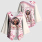 African American Breast Cancer Warrior Black Queen Kimono Sleeve Blouse Floral Pink Ribbon Watercolor Butterfly Hope Art