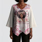 African American Breast Cancer Warrior Black Queen Kimono Sleeve Blouse Floral Pink Ribbon Watercolor Butterfly Hope Art