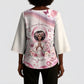 African American Breast Cancer Warrior Black Queen Kimono Sleeve Blouse Floral Pink Ribbon Watercolor Butterfly Hope Art
