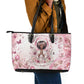 African American Breast Cancer Warrior Black Queen Leather Tote Bag Floral Pink Ribbon Watercolor Butterfly Hope Art