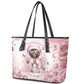 African American Breast Cancer Warrior Black Queen Leather Tote Bag Floral Pink Ribbon Watercolor Butterfly Hope Art
