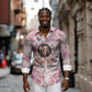 African American Breast Cancer Warrior Black Queen Long Sleeve Button Shirt Floral Pink Ribbon Watercolor Butterfly Hope Art