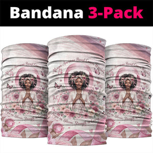 African American Breast Cancer Warrior Black Queen Neck Gaiter Floral Pink Ribbon Watercolor Butterfly Hope Art