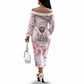 African American Breast Cancer Warrior Black Queen Off The Shoulder Long Sleeve Dress Floral Pink Ribbon Watercolor Butterfly Hope Art