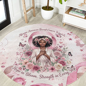 African American Breast Cancer Warrior Black Queen Round Carpet Floral Pink Ribbon Watercolor Butterfly Hope Art