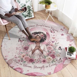 African American Breast Cancer Warrior Black Queen Round Carpet Floral Pink Ribbon Watercolor Butterfly Hope Art
