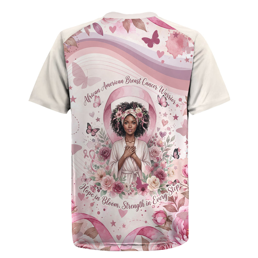 African American Breast Cancer Warrior Black Queen Rugby Jersey Floral Pink Ribbon Watercolor Butterfly Hope Art