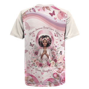 African American Breast Cancer Warrior Black Queen Rugby Jersey Floral Pink Ribbon Watercolor Butterfly Hope Art