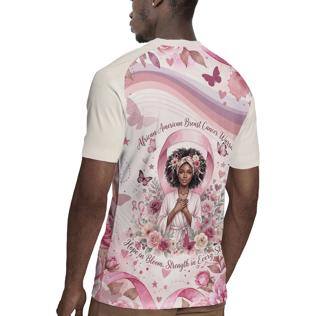 African American Breast Cancer Warrior Black Queen Rugby Jersey Floral Pink Ribbon Watercolor Butterfly Hope Art
