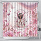 African American Breast Cancer Warrior Black Queen Shower Curtain Floral Pink Ribbon Watercolor Butterfly Hope Art